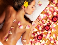 Young woman in Spa massage salon.
